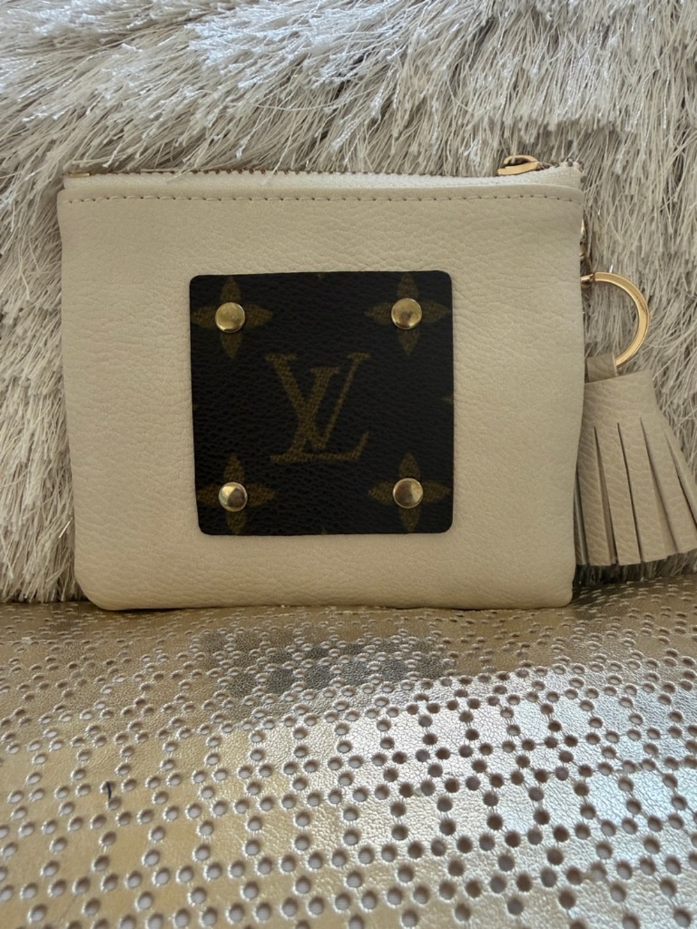 Cream & Gold Designer Card Holder with Tassle